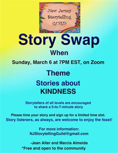 Nj Storytelling Guild Story Swap Theme Is Kindness — New Jersey