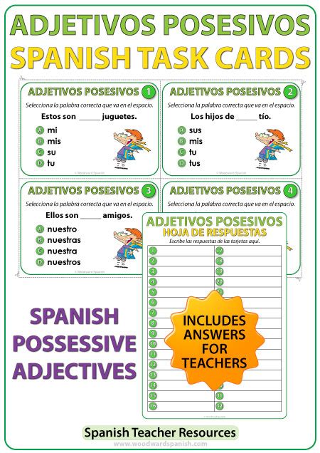 Spanish Possessive Adjectives Task Cards Adjetivos My Xxx Hot Girl