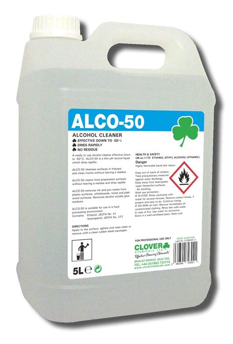 Hygiene Systems Limited Clover Alco 50 Alcohol Cleaner Fragrance Free