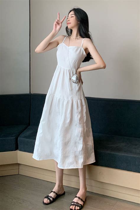 价韩版女装法式性感仙女吊带连衣裙白色打底裙显瘦气质裙 洛可可lkke36956 货捕头