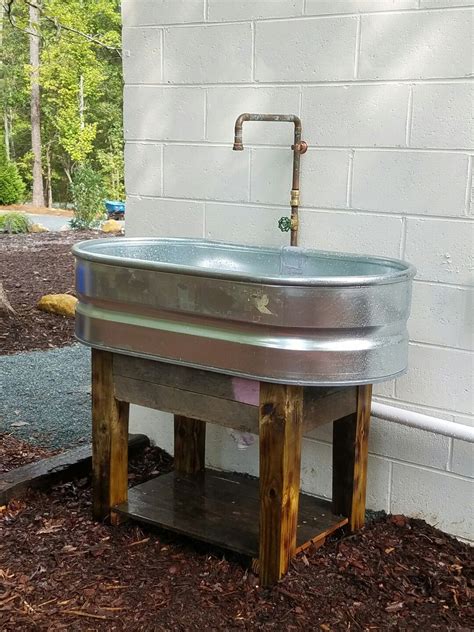 Stock Tank Sink Pallet Wood Base Outdoor Sinks Garden