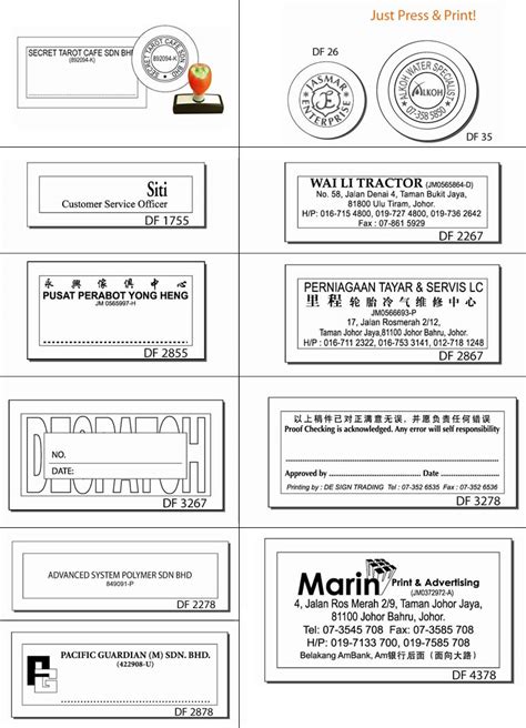 You can order printing online and delivery to your clients address conveniently. Johor Rubber Stamp/Pre-ink Chop Products from Marin Print ...