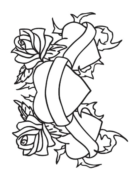 Rosas Con Corazones Para Colorear Imprimir E Dibujar ColoringOnly