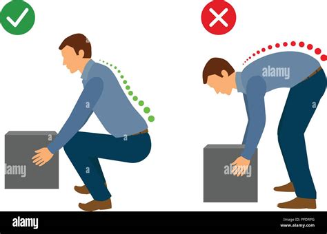 Correct Posture To Lift A Heavy Object Men Lifting Object Stock Vector