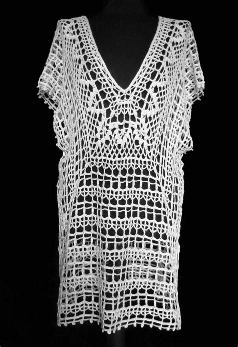 Beach Crochet Tunic Pattern V Neck Lace Dress Pdf Chart Etsy