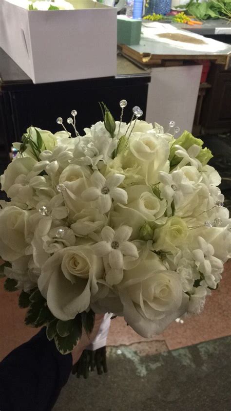 All White Bridal Bouquet Shamrock Garden Florist Chicago Brides Chicago