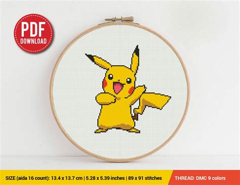 Pikachu Pokemon Cross Stitch Pattern Embroidery Pattern Etsy