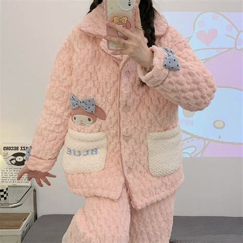 Kawaii Sanrio Cinnamoroll My Melody Girl Pajamas Winter Three Layer