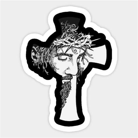 Jesus Face On A Cross Sticker Sticker