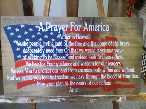 A Prayer For Our Nation Over Waving American Flag Heavy Wood