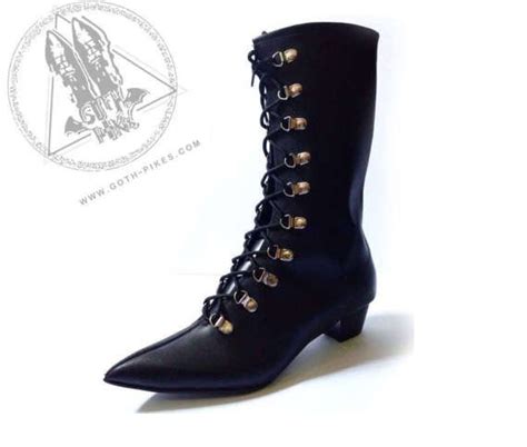 Goth Pikes Cuban Heels Long Lace Up Eyelits Boots By Gothpikes Goth