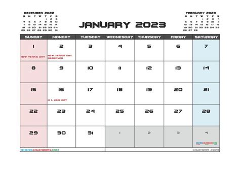 Printable January 2023 Calendar Free 12 Templates Printable