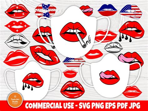 Lips SVG Bundle Funny Face Mask Dripping Lips By TonisArtStudio