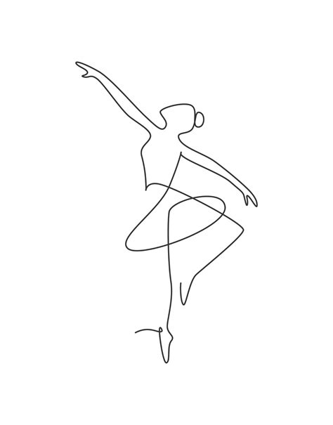 Bailarina De Dibujo De Línea Continua única En Estilo De Baile De