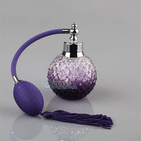 Vintage Crystal Perfume Bottle Purple Spray Atomizer Refillable Glass