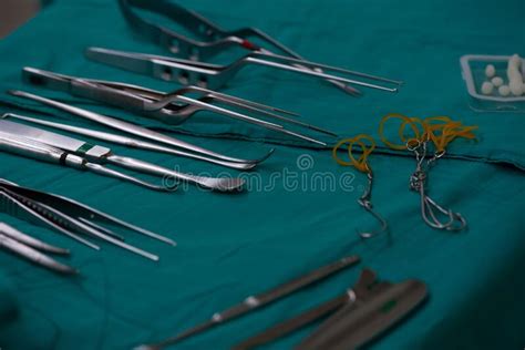 Surgical Instrumentation On The Table Stock Image Image Of Silver