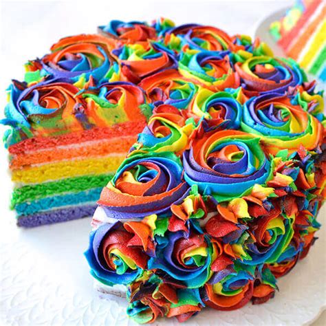 I am looking for a rainbow cake recipe that not only has five to six colors but the cake is flavored accordingly, as well. Rainbow Cake Recipe | Land O'Lakes