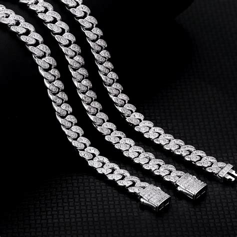 8mm Iced Cuban Link Chain White Gold Plated Krkcandco Krkcandco