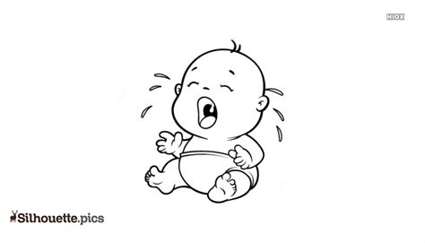 Cute Crying Baby Outline Silhouette Picture Silhouettepics
