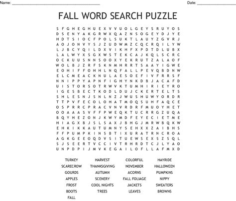 Fall Word Search Puzzle Wordmint