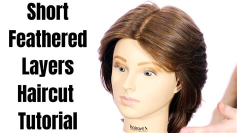 Short Feathered Layers Haircut Tutorial Thesalonguy Youtube