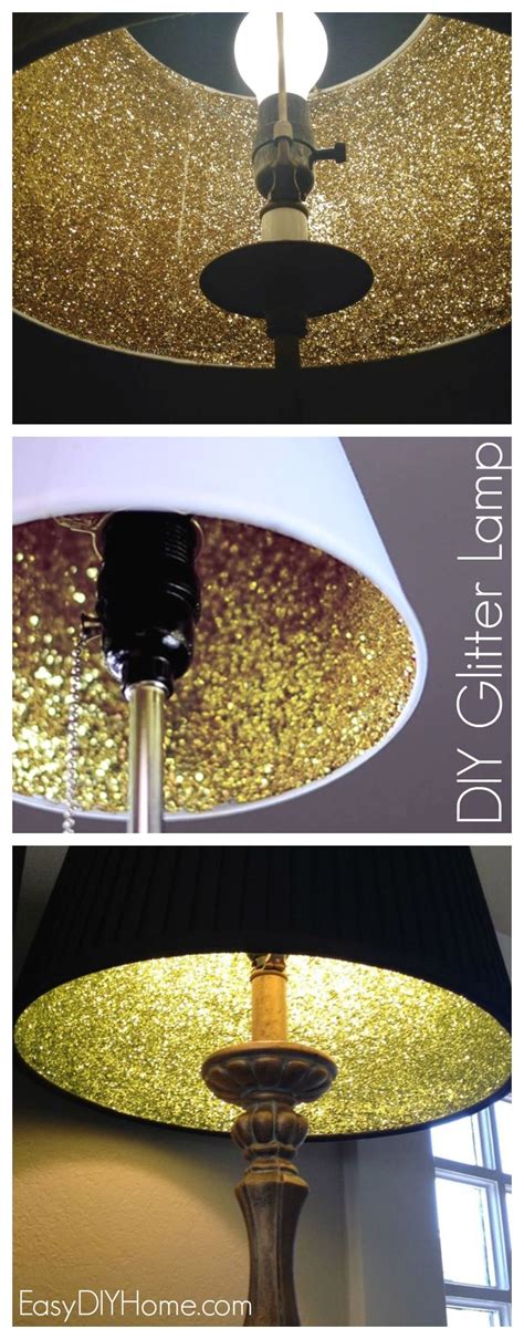 Options abound with all the combinations that can be made between the color of the shade and the type of metallic accent. #EasyDIYHome : Glitter Lamp Project - dress up a plain ...