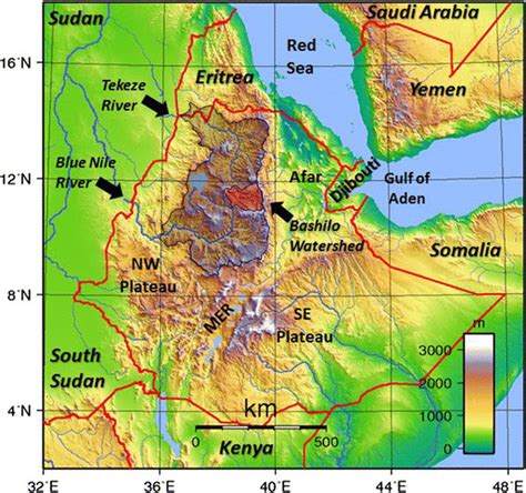 Location Map Of Ethiopia Highlighting The Topography Tectonic