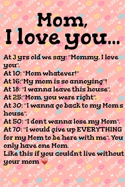 Mom I Love You At 3 Yrs Old We Say Mommy I Love You At 10
