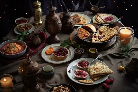 Premium Ai Image Arabic Traditional Festive Food On A Dark Background