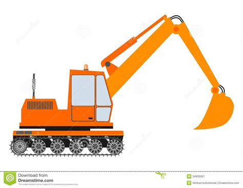 orange excavator   white background stock illustration illustration  machine dirt