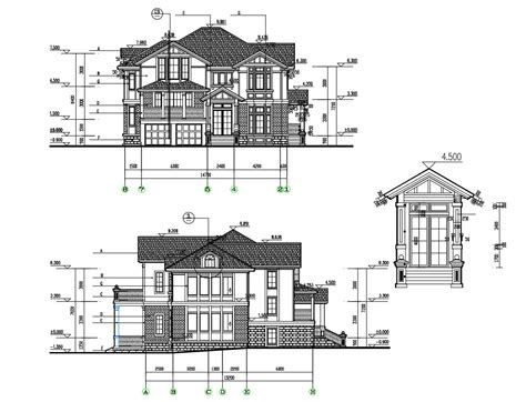 House Elevation With Dimensions Cadbull