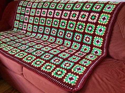 Bunte Afghan Granny Square Decke Häkeldecke Bettdecke Tagesdecke