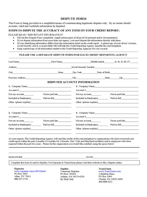 Transunion is a registered credit bureau and a repository of credit information on consumers and businesses. Credit Dispute Form - 3 Free Templates in PDF, Word, Excel Download