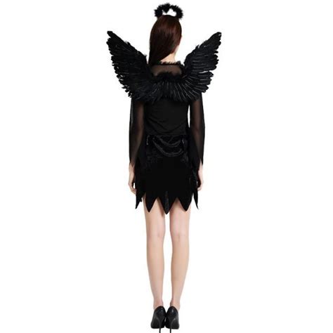 Black Fallen Angel Halloween Fancy Dress Costume One Size