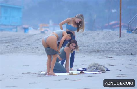 Kim Kardashian Sexy For A Yoga Session On The Beach In Los Angeles Aznude