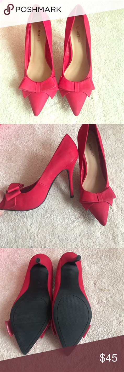 Just Fab Adorable Red Bow Heels Red Bow Heels Heels Just Fab Shoes