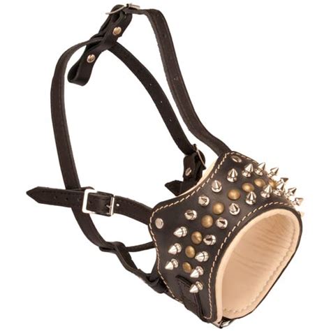 Soft Dog Muzzle With Spikes And Studs For American Bulldog