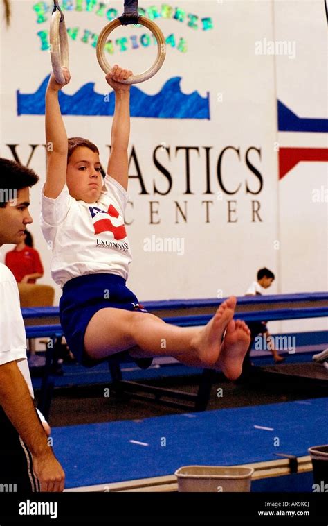 Boys Perform Gymnastics Routines Stock Photo Alamy