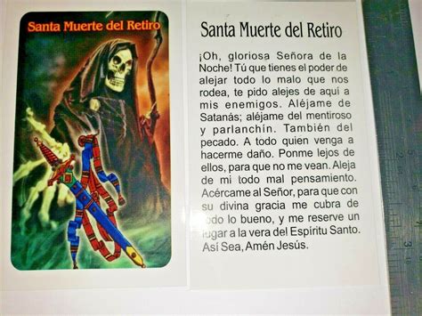 Santa Muerte Holy Death Prayer Card Wallet Size Negra Oracion Del