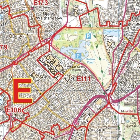 East London E Postcode Wall Map