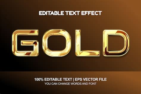 Premium Vector Gold Text Shiny Gold Style Editable Text Effect