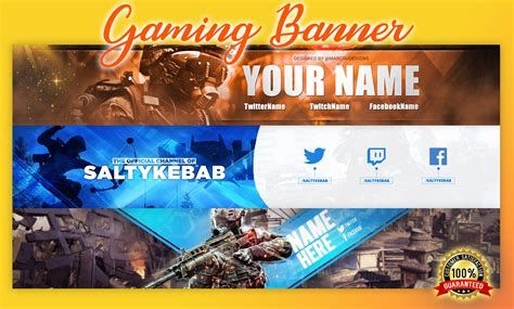 Gaming Banner Gaming Header Social Media Youtube Header Banner Design