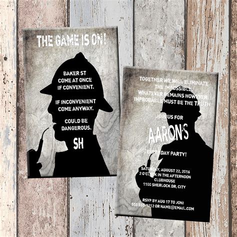 Sherlock Holmes Personalized Birthday Invitation 2 Sided Birthday Card