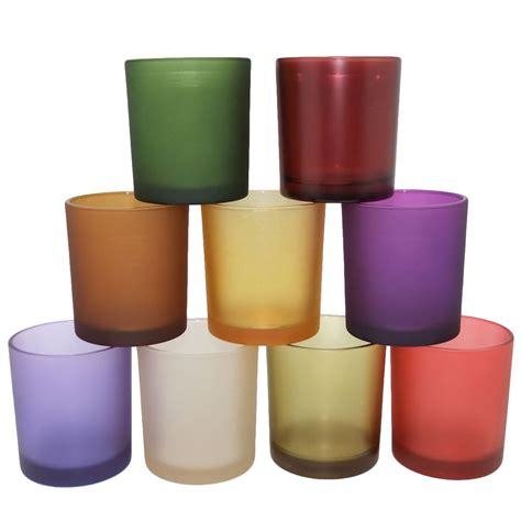 5 5oz Glass Containers For Candles Matte Colored Wholesale Candle Vessels Frosted Candle Glass