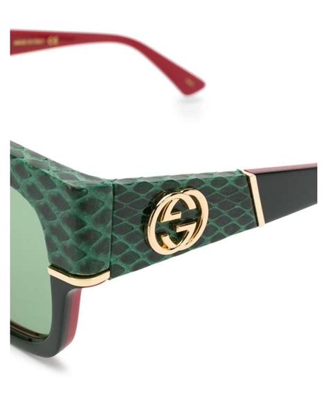 Gucci Snake Skin Detail Sunglasses In Green Lyst