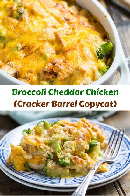 Melt butter and combine with ritz crackers, sprinkle buttered crackers over the broccoli. Broccoli Cheddar Chicken (Cracker Barrel Copycat ...