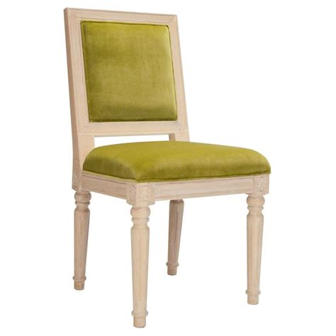 Cerused Oak Square Back Chair In Lime Green Velvet Furniture Chair