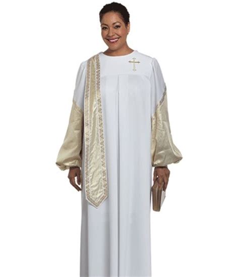 Women S Clergy Robe Evangelist White Gold Lam
