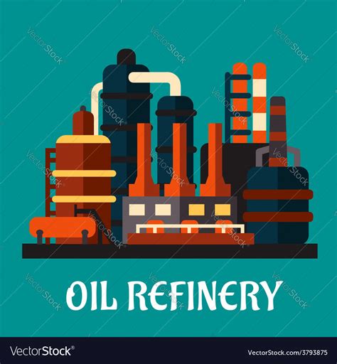 Oil Refinery Factory In Flat Style Royalty Free Vector Image
