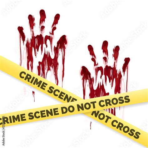 Crime Poster With Bloody Handprints And Police Crime Scene Scoth